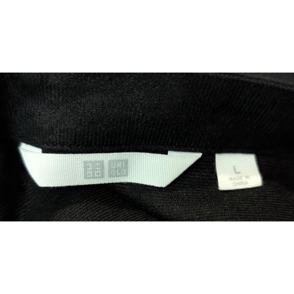 Uniqlo sz L Linen Blend One Piece Jumpsuit cropped wide leg black tank 4067 - Picture 5 of 7